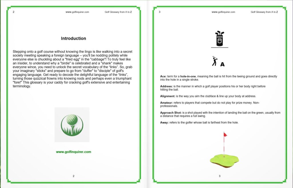 The Golf Glossary from A to Z by golfinquirer.com