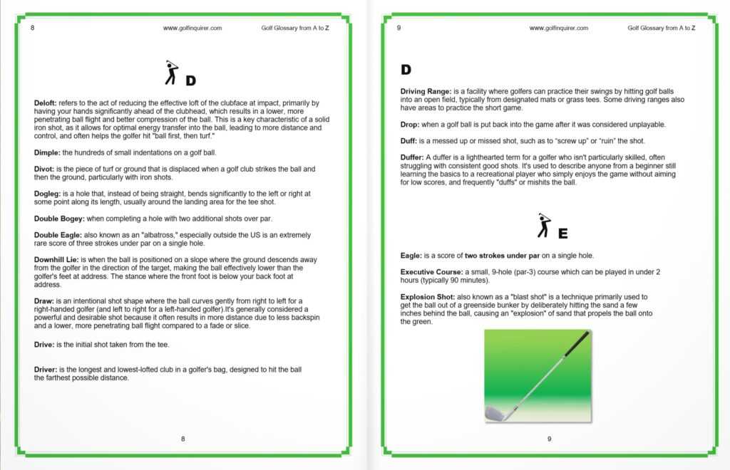 The Golf Glossary from A to Z by golfinquirer.com