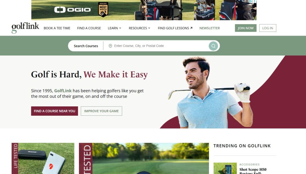 golfLink Golf link website